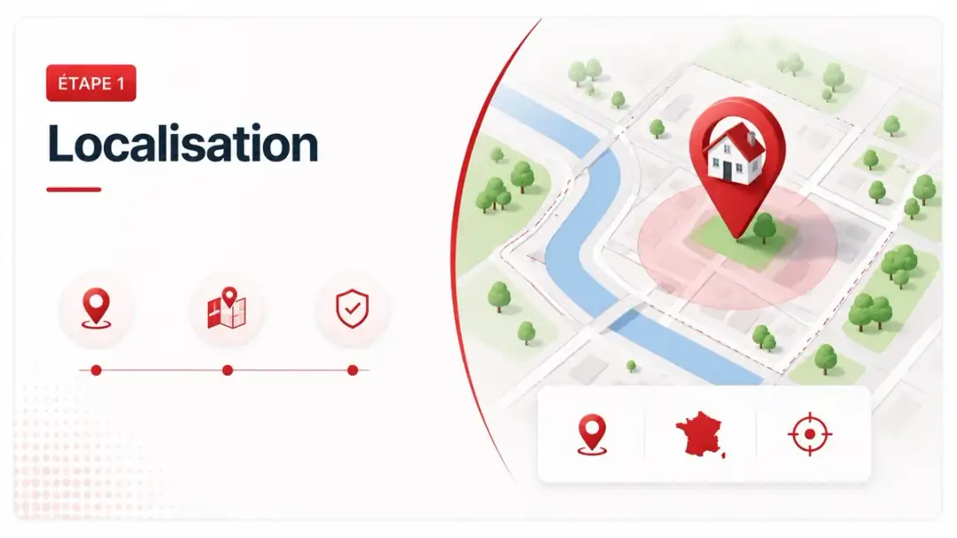 Étape 1 — Localisation : adresse validée et géolocalisée via la Base Adresse Nationale